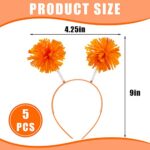 WILLBOND 5 Pieces Pom Pom Headband Head Bopper Pom Party Headband for Women Adults Party Accessory (Orange)