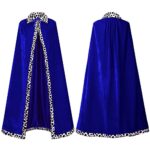 Colorful House 3 Packs Adult King Robe Halloween Costume Medieval Prince King Costume Cape(140cm/55, Blue Cape+Hat+Scepter)