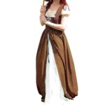 Abaowedding Renaissance Dress Women Medieval Dress Renaissance Pirate Costume Irish Dress Ren Faire Costume, Burnt Orange L/XL