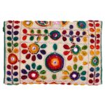 Rajasthani Jaipuri Art Sling Bag Foldover Clutch Purse (Green With Golden Front)- Quality Checked