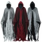 Thaoduro Hooked Cloak, Scary Halloween Costumes for Men, Black Cape for Adult Cosplay Props, Scream Greap Reaper Comstume (Gray)