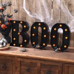 Halloween Decorations-3 LED Marquee Light up Letters BOO Sign Halloween Decor for Kitchen Fireplace Party Indoor