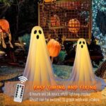 2Packs Halloween Decorations Outdoor,Halloween Party Decorations Indoor,Spooky Ghost Decor with Remote Control String Lights,Halloween Ghost Lights for Porches Yards Gardens Lawn