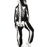 Tipsy Elves Halloween Skeleton Costume for Women – Comfy Easy Adult Onesie Jumpsuit – Front and Back Print with Zip Up Mask – Women’s White Skeleton Jumpsuit Halloween Costume Size Medium