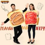 Spooktacular Creations Peanut Butter and Jelly Costume, Halloween Adult Couple Costume Set w/one Peanut Butter and One Jelly Plush for Halloween Dress Up Party