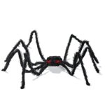 Pretex Halloween Spider with Light Up Eyes (LED Lights) – Decorations 4 Ft Hairy Spider Prop with Giant LED Red Eyes – Halloween Decor for Indoor, Outdoor, Golf Cart, Wall – Halloween Door Hanger