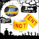 Halloween Decorations Caution Tape, 2 Rolls 1.9inch x 82Feet Scary Hazard Warning Tape, Do Not Enter Halloween Caution Tape Halloween Fright Tape Use for Halloween Party Decorations Indoor Outdoor