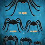 HOPOCO Halloween Plush Spiders Set Scary Fake Spider for Indoor Outdoor Halloween Decor for Home Party Yard Haunted House Decorations (6 in 1)