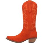 DREAMCIA Cowboy Boots for Women Embroidered Boots Wide Mid Calf Western Cowgirl Boots with Pointed Toe Chunky Heel Western Knee High Boots Orange Size 8