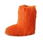 Gegefur Women’s Faux fur Boot Furry Fluffy Short Snow Boot Mid-Calf Boots Warm Comfortable Outdoor Flat Shoes (Orange, numeric_8)