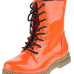 Shoe Dezigns Declyn 01 Womens Patent 2 Color Lace Combat Boots Orange 8.5