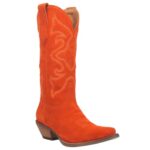 Dingo Boots Womens Out West Tall Snip Toe Casual Boots Mid Calf Low Heel 1-2″ – Orange – Size 7 M