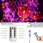 iBaycon Orange Purple Halloween Lights, 32ft 100LED USB Powered Halloween String Lights with Remote Control 8 Lighting Modes for Halloween Yard Home Garden Decor (2 Pack)