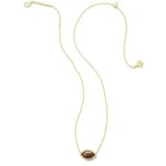 Kendra Scott Football Short Pendant Necklace in Orange Goldstone, 14k Gold-Plated Brass, Fashion Jewelry for Women