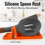 Zulay Kitchen Silicone Utensil Rest with Drip Pad for Multiple Utensils – BPA-Free, Heat-Resistant Spoon Rest & Spoon Holder for Stove Top – Kitchen Utensil Holder for Ladles & Tongs – Orange