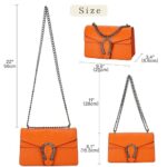 Leather Shoulder Bag Chain Purse for Women – Fashion Crossbody Bags Vintage Snake Print Underarm Bag Square Satchel Clutch Handbag?Orange?