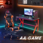 AA Products Gaming Chair Ergonomic High Back Computer Racing Chair Adjustable Office Chair with Footrest, Lumbar Support Swivel Chair – BlackOrange