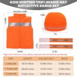 VICAMB Polar Fleece Kids Orange Hunting Vest and Beanie Set,Warm Reflective Safety Hunting Clothes for Boys Outdoor (M(7-8 Years))