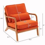 Bonnlo Linen Burnt Orange Mid Century Modern Accent Chair, Soild Wood Padding Lounge Armchairs Side Sitting Chairs for Living Room, Bedroom, Guest Room