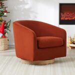 CHITA Swivel Accent Chair, FSC Certified Upholstered Velvet Barrel Chair for Living Room Set of 2, Burnt Orange