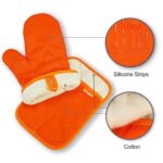 Coziselect Oven Mitts Orange, Orange Oven Mitts and Pot Holders Set, Heat Resistant Oven Mit Gloves Hot Pads for Kitchen Cooking Grill, 4 Piece Set