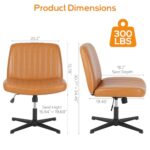 DUMOS Criss Cross Chair Legged Office Wide Comfy Desk Seat, No Wheels Armless Computer Task Seating, Swivel Vanity Home Height Adjustable