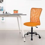 Home Office Chair Mid Back Mesh Desk Chair Armless Computer Chair Ergonomic Task Rolling Swivel Chair Back Support Adjustable Modern Chair with Lumbar Support,Orange