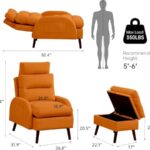 HCHAIRH Accent Chair with Ottoman, Comfy Reading Chair with Ottoman Set, Morden Oversized Velvet Lounge Armchair and Ottoman Set with Adjustable Backrest for Living Room Bedroom, Velvet Orange