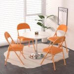 VECELO Padded Folding Chairs 4 Pack, Comfortable Cushioned Seat & Backrest with Steel Frame, for Office, Indoor Outdoor, Commercial Events, Orange