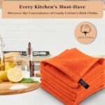 Dish Towels|Kitchen Dish Cloths Two-sided Waffle Terry|12×12 Inches 100% Cotton Dish Rags Washing Dishes|Super Absorbent Reusable Quick Drying Dish Towels|Spring Easter Basket Decor| 6-Pc Set-Orange