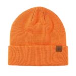 Home Prefer Mens Winter Hats Acrylic Knit Cuff Beanie Cap Warm Womens Beanie Hat (Orange)