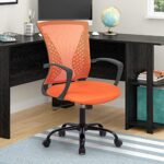 Mesh Office Chair Desk Chair Computer Chair with Lumbar Support Armrest Rolling Swivel Adjustable Ergonomic Task Chair for Adults(Orange)